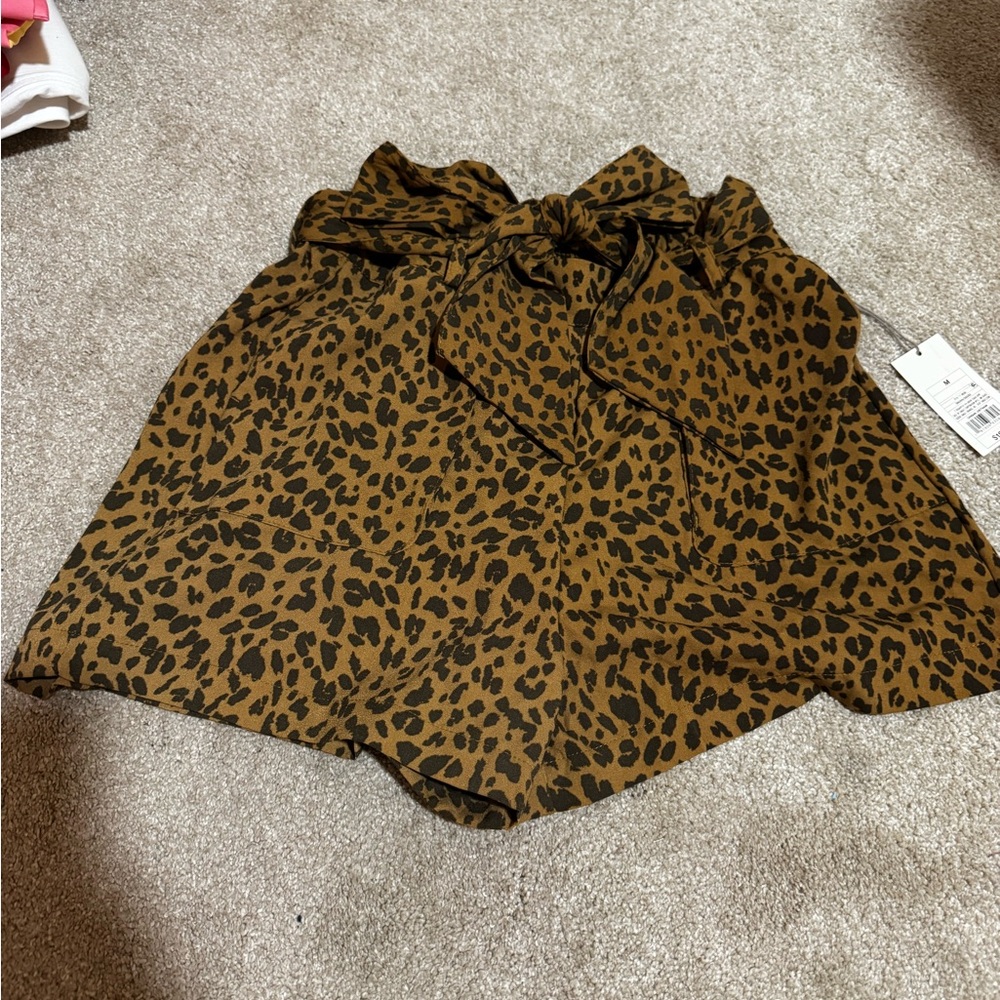 Leopard Print High-Waisted Shorts
